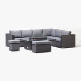 Chakra Rattan Corner Dining Set With Fire Pit